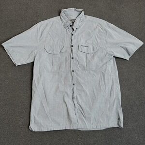 Simms Shirt Mens Large Blue Check Short Sleeve Button Front Fishing Outdoor